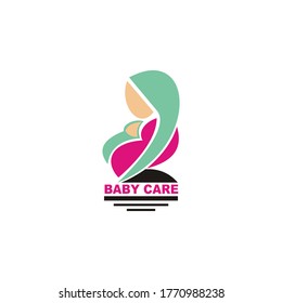 baby care design logo vector -  mother and baby 