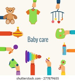 Baby care flat concept made in vector