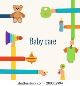 Baby care flat concept made in vector