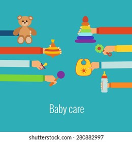 Baby care flat concept made in vector