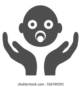 Baby Care Hands vector icon. Flat gray symbol. Pictogram is isolated on a white background. Designed for web and software interfaces.