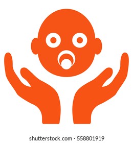 Baby Care Hands vector icon. Flat orange symbol. Pictogram is isolated on a white background. Designed for web and software interfaces.