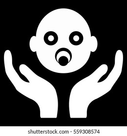 Baby Care Hands vector icon. Flat white symbol. Pictogram is isolated on a black background. Designed for web and software interfaces.