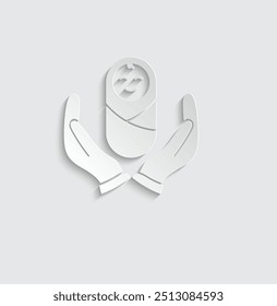 baby care icon. hand hold infant icon vector