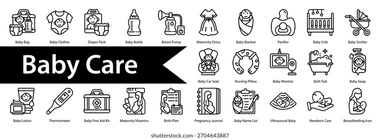 Baby Care icon sheet, estilo múltiplo e coleção
