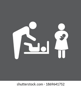 Baby care icons. Mother take care of children with love