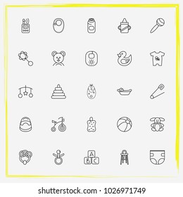 Baby Care line icon set baby monitor, bast and baby rabbit
