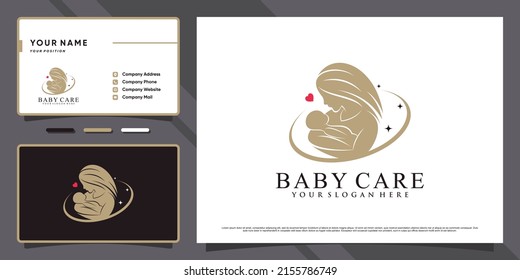 Baby care logo with creative element and business card design Premium Vector