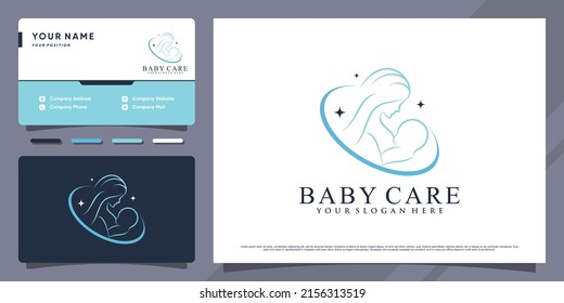 Baby care logo with creative element and business card design Premium Vector