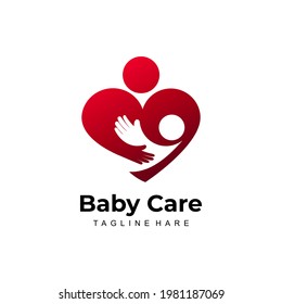 Baby care logo design concept template, mom and baby icon