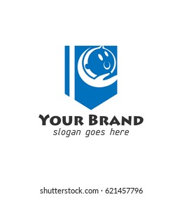 baby care logo with shield shape logo