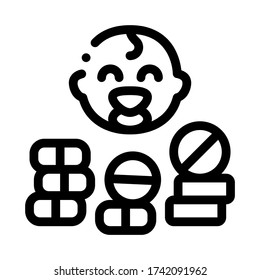 baby care pills icon vector. baby care pills sign. isolated contour symbol illustration