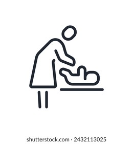 Baby care room editable stroke outline icon isolated on white background flat vector illustration. Pixel perfect. 64 x 64