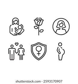 Baby care and safety icon set. Editable vector stroke
