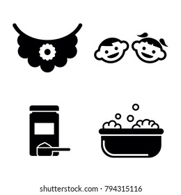 Baby Care. Simple Related Vector Icons Set for Video, Mobile Apps, Web Sites, Print Projects and Your Design. Black Flat Illustration on White Background.