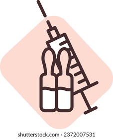 Baby care vaccination, illustration or icon, vector on white background.