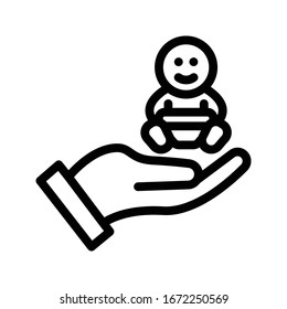 icono de la línea delgada del vector de cuidado del bebé 