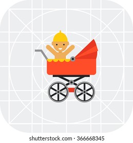 Baby carriage with baby