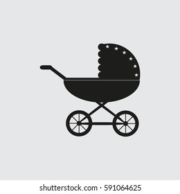 Baby Carriage Silhouette Vector Illustration Black Stock Vector ...