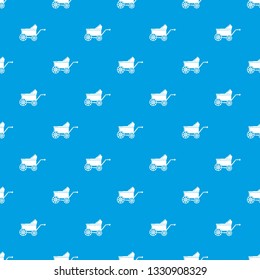 Baby carriage ancient pattern vector seamless blue repeat for any use