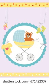 baby carriage with bear