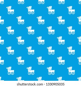 Baby carriage big pattern vector seamless blue repeat for any use