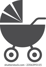 Baby carriage black icon. Child stroller symbol