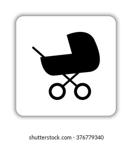 Baby carriage  - black vector icon