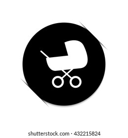 Baby carriage  - black vector icon