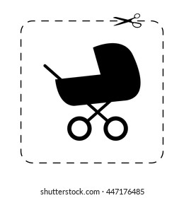Baby carriage -  black vector icon