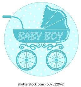 Baby carriage. The baby boy. blue.