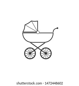 Baby, carriage, buggy, pram, stroller, wheel icon. Vector illustration, flat design.