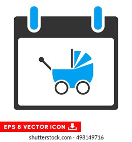 Baby Carriage Calendar Day icon. Vector EPS illustration style is flat iconic bicolor symbol, blue and gray colors.