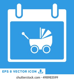 Baby Carriage Calendar Day icon. Vector EPS illustration style is flat iconic symbol, white color.