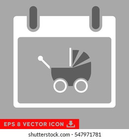 Baby Carriage Calendar Day icon. Vector EPS illustration style is flat iconic bicolor symbol, dark gray and white colors.