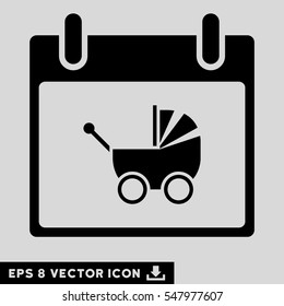 Baby Carriage Calendar Day icon. Vector EPS illustration style is flat iconic symbol, black color.