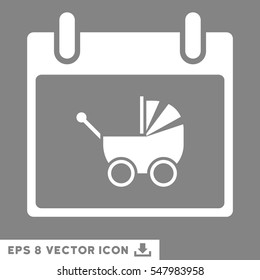 Baby Carriage Calendar Day icon. Vector EPS illustration style is flat iconic symbol, white color.