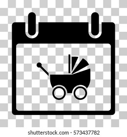 Baby Carriage Calendar Day icon. Vector illustration style is flat iconic symbol, black color, transparent background. Designed for web and software interfaces.