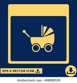 Baby Carriage Calendar Page icon. Vector EPS illustration style is flat iconic symbol, yellow color.