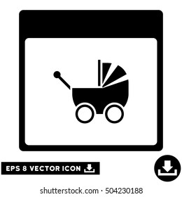 Baby Carriage Calendar Page icon. Vector EPS illustration style is flat iconic symbol, black color.