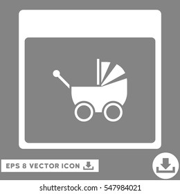 Baby Carriage Calendar Page icon. Vector EPS illustration style is flat iconic symbol, white color.