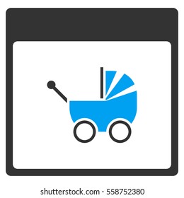 Baby Carriage Calendar Page vector toolbar icon. Style is bicolor flat icon symbol, blue and gray colors, white background.