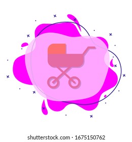 Baby carriage cartoon liquid bacdge icon. Simple color vector of family icons for ui and ux, website or mobile application