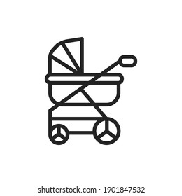Baby carriage color line icon. Isolated vector element. Outline pictogram for web page, mobile app, promo