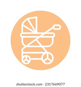 Baby carriage color line icon. Isolated vector element. Outline pictogram for web page, mobile app, promo