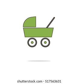 Baby carriage color thin line icon.Vector illustration