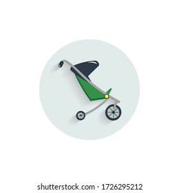 baby carriage colorful flat icon with long shadow. carriage flat icon