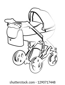 baby carriage contour vector illustration