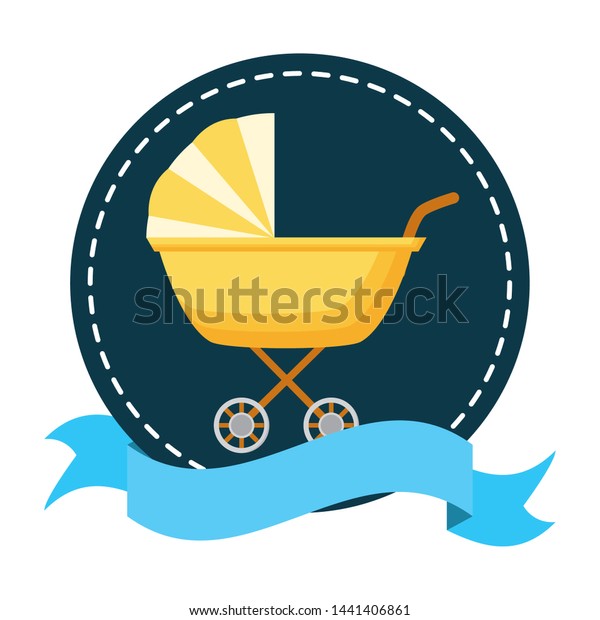 Baby Carriage Decoration Baby Shower Card Stock Vector Royalty