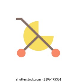 Baby carriage flat color ui icon. Children goods department. Kid stroller. Wheeled vehicle. E-store. Simple filled element for mobile app. Colorful solid pictogram. Vector isolated RGB illustration